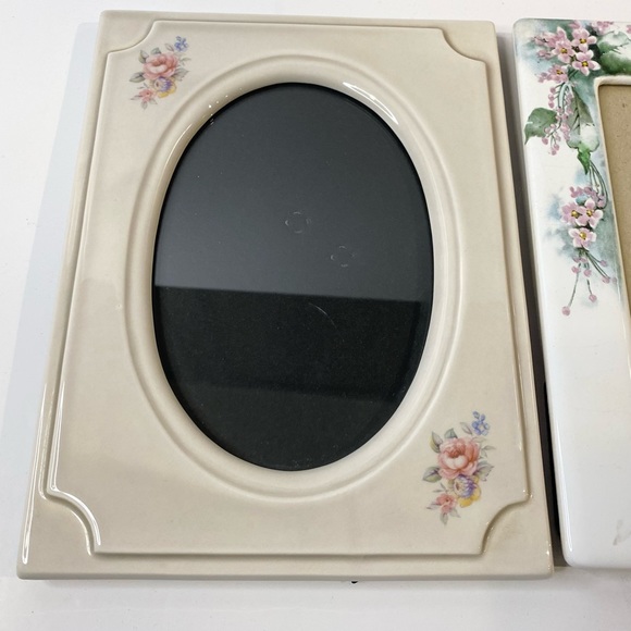 Vintage Ceramic Frame Set 3 Floral White Grey Picture Frames Y2K Unique Decor - Picture 2 of 5